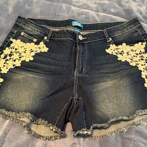 DKIN Women's Denim Shorts with White Accents